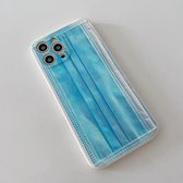 iPhone 13 Pro Hoesje - TPU Backcover- Blauw Mondkapje - Grappig