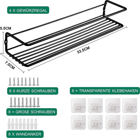 HUOLE Magnetronhouder, opbergrek voor magnetron, multifunctioneel, opbergrek, keukenrek, tablethouder, 54 x 35 x 34,5 cm, zwart