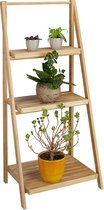 plantenrek binnen - 3 etages - bamboe - inklapbaar - 99 x 45 x 32 cm - hout
