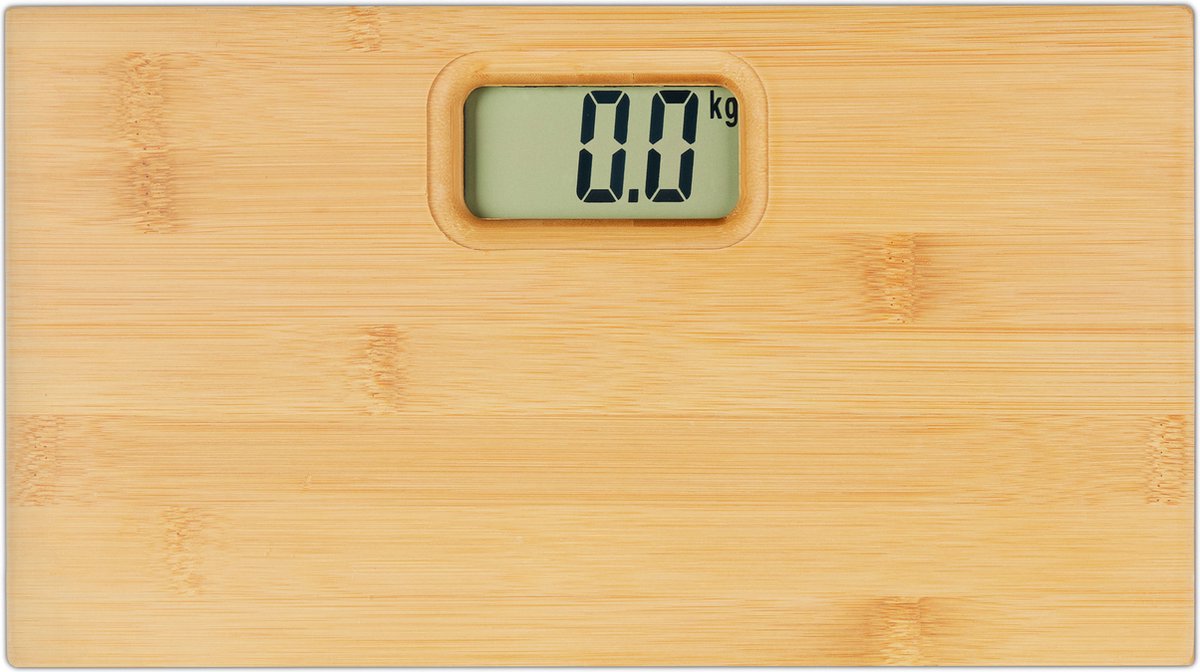 personenweegschaal digitaal - bamboe - kg en lbs - 30x16,5 cm - smal
