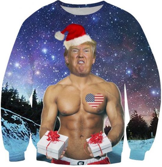 Sexgod Trump Bad Christmas pull - Taille : L - Pull de Noël - Pull de Noël homme - Pull de Noël femme - Bad Christmas pulls - outfit de Noël - Costumes de Noël - Pull de Noël laid - Pull de Noël fou -