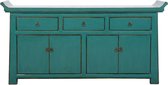 Fine Asianliving Antiek Chinees Dressoir Teal Glanzend B185xD45xH95cm Chinese Meubels Oosterse Kast