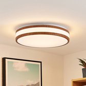 Lindby - LED plafondlamp - 1licht - ijzer, aluminium, kunststof - H: 10.5 cm - licht hout, wit - Inclusief lichtbron