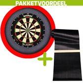 Winmau Blade 6 Triple Core + Rubberen Dartmat 90*300 incl oche + Dartbordverlichting Basic XL (Rood)