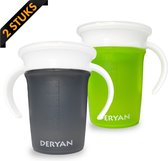 Deryan luxe Quuby Drinking Cup 360 trainer - Gobelet d'entraînement - Gobelet anti-déversement - 2 Pièces - Grijs / Citron