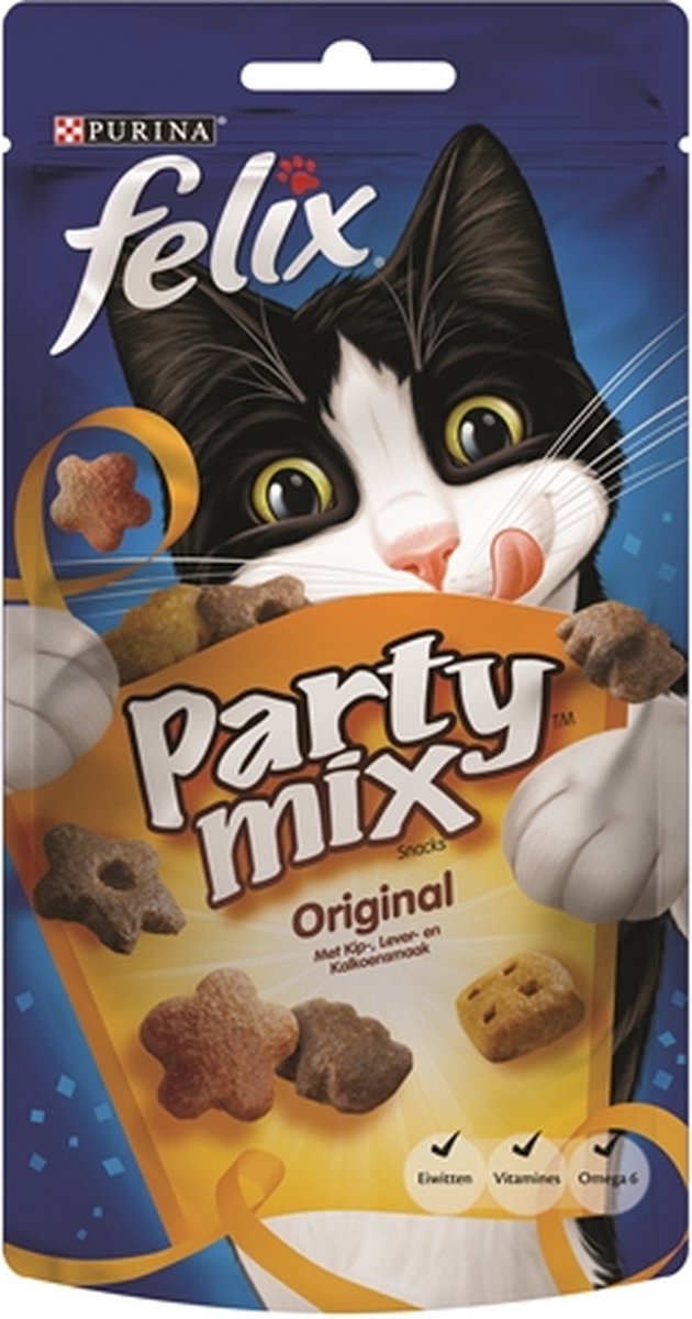 Felix Party Mix - Kattensnacks Original - 8 x 60 g