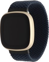 Bandje Voor Fitbit Versa 3 / Sense Nylon Gevlochten Solo Band - Houtskool (Zwart) - Maat: S - Horlogebandje, Armband