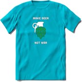 make beer not war Bier T-Shirt | Unisex Kleding | Dames - Heren Feest shirt | Drank | Grappig Verjaardag Cadeau tekst | - Blauw - XXL