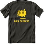 Bier express T-Shirt | Unisex Kleding | Dames - Heren Feest shirt | Drank | Grappig Verjaardag Cadeau tekst | - Donker Grijs - XL