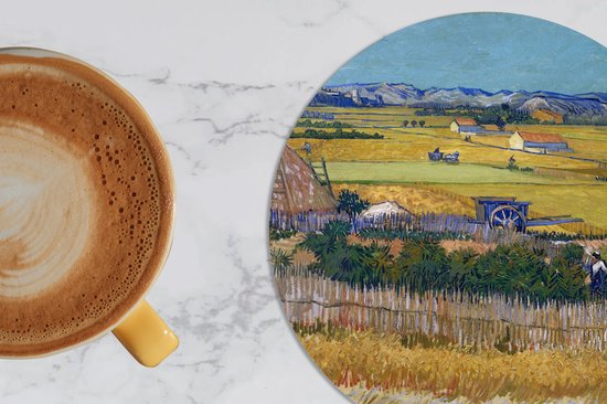Sous-verres - Ronds - La Récolte - Peinture de Vincent van Gogh - 10x10 cm - 6 pièces