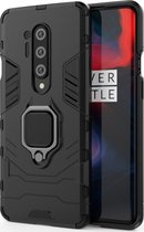 OnePlus 8 Pro Hoesje - Mobigear - Armor Ring Serie - Hard Kunststof Backcover - Zwart - Hoesje Geschikt Voor OnePlus 8 Pro
