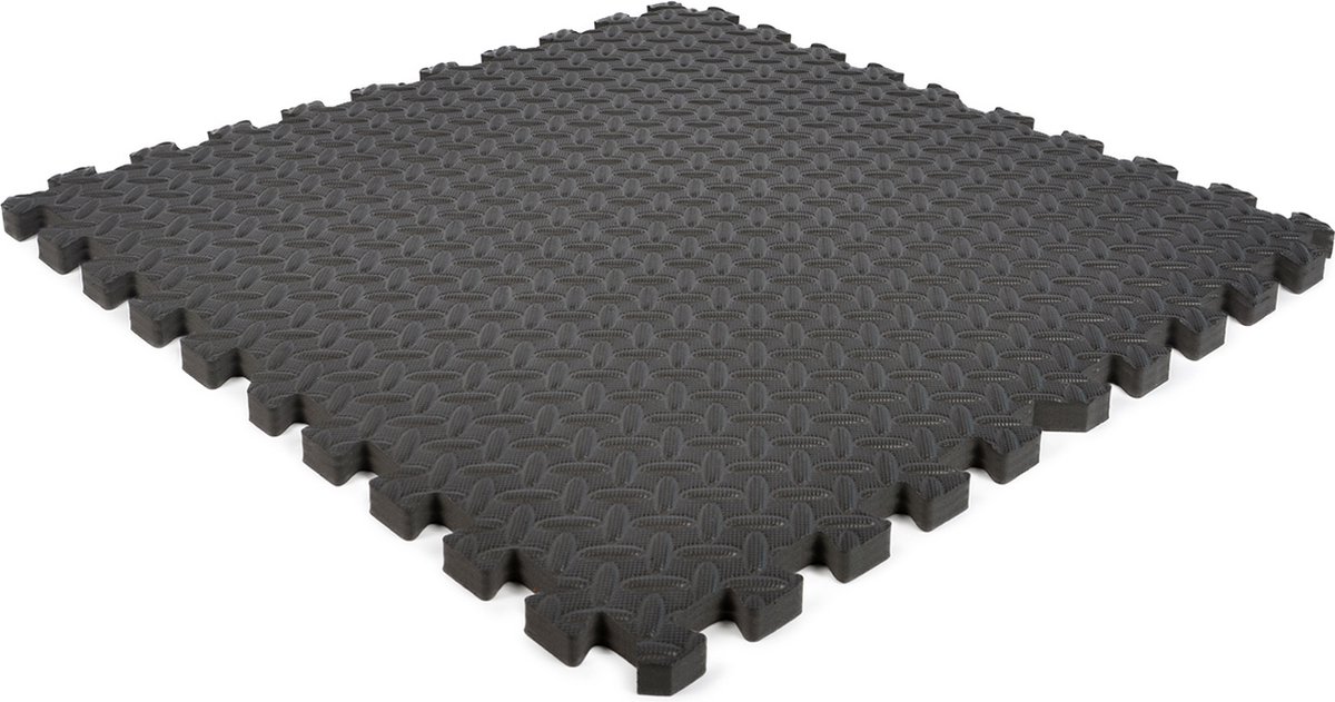 Fitness vloer | EVA foam puzzelmatten | 4 stuks | Per 1,5 m² | Zwart | Dikte: 2,5 cm | 62 x 62 cm