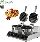 MoreLife Commerciële Wafel Maker - Dubbele Panhoofd - Luikse Wafel Machine - Belgische Wafels Maker - Wafelmaker - Hoogwaardig Wafelijzer - Luikse Wafels Maker - Brusselse Wafels Maker - Brus