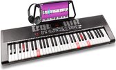 Keyboard piano - MAX KB5 keyboard voor beginners, incl. hoofdtelefoon - Training d.m.v. 61 lichtgevende toetsen - Keyboard voor kinderen en volwassenen