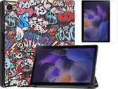 Case2go - Tablet Hoes & Screenprotector geschikt voor Samsung Galaxy Tab A8 (2022 & 2021) - 10.5 inch - Tri-Fold Book Case - Grafitti