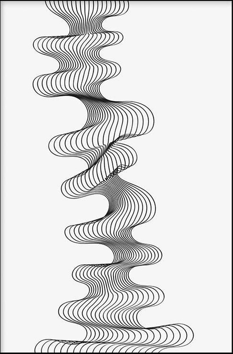 Walljar - Abstract Line Art III - Zwart wit poster
