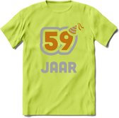 59 Jaar Feest T-Shirt | Goud - Zilver | Grappig Verjaardag Cadeau Shirt | Dames - Heren - Unisex | Tshirt Kleding Kado | - Groen - S