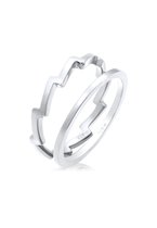 Elli Dames Ring Dames Band Ring Set Zig Zag Basic Geo Look in 925 Sterling Zilver Verguld