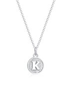 Elli Dames Halsketting dames plaat initialen letter K minimaal in 925 sterling zilver verguld