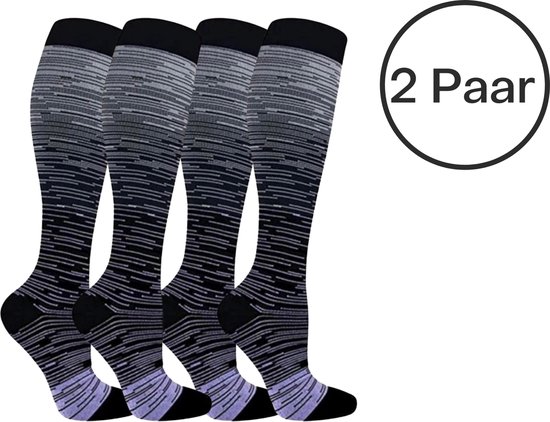 Duopack Compressiekousen / Steunkousen Unisex - Zwart - Maat 41-46