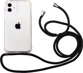 iPhone 12/12 Pro transparant TPU hoesje met koord - Zwart koord - TPU - Stevig - Telehoesje - Goedkoop - Necklace - Neckstrap - Telefoon koord - Telefoonhoesje met koord - Ketting