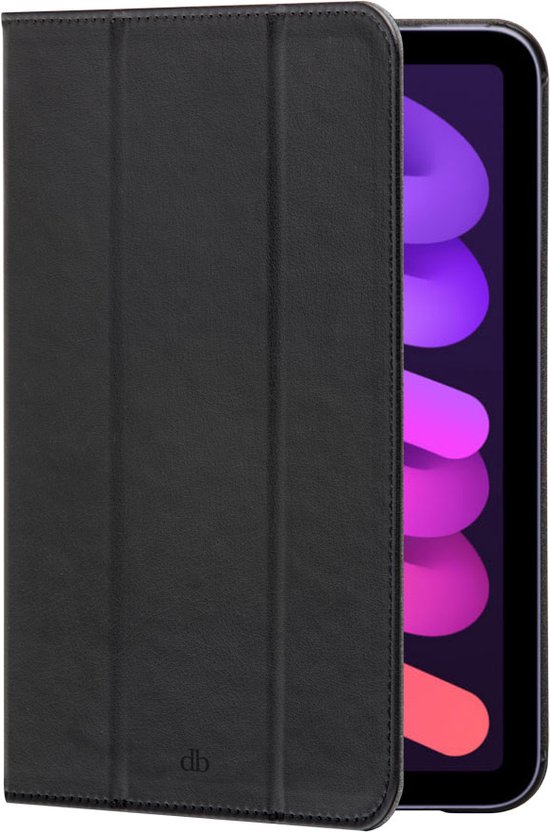 iPad mini 6 2021 Bookcase hoesje - dbramante1928 - Effen Zwart - Kunstleer