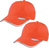 2x stuks oranje reflecterende lichtgevende baseball cap/pet - EK/WK/Koningsdag supporters petjes