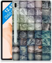 Siliconen Bumper Samsung Galaxy Tab S7FE Hoesje maken Spijkerbroeken met transparant zijkanten