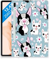 Backcase Samsung Galaxy Tab S7FE Hippe Hoes Super als Cadeautjes voor Meisjes Hondjes met transparant zijkanten