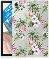 Tablet Cover Geschikt voor Samsung Galaxy Tab A8 2021 Siliconen Hoes Flamingo Palms met doorzichte zijkanten