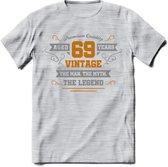 69 Jaar Legend T-Shirt | Goud - Zilver | Grappig Verjaardag Cadeau | Dames - Heren | - Licht Grijs - Gemaleerd - S