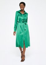 LOLALIZA Lange hemd jurk van satijn - Groen - Maat 42