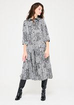 LOLALIZA Lange hemd jurk met kleurrijke print - Zwart - Maat 48