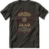 100 Jaar Legendarisch Gerijpt T-Shirt | Bordeauxrood - Ivoor | Grappig Verjaardag Cadeau | Dames - Heren | - Donker Grijs - XXL