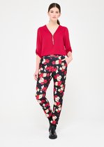 LOLALIZA Joggingbroek met bloemenprint - Zwart - Maat 48