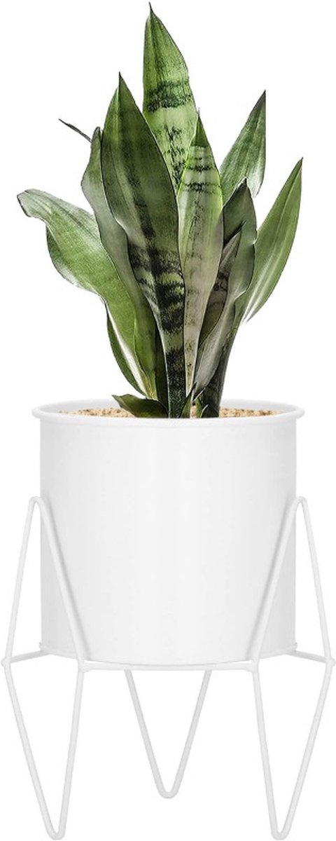 Springos Staande Bloempot | Plantenbakken | Bloempothouder | Metaal Wit | 22 cm