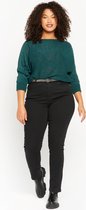 LOLALIZA Slim broek met gevlochten riem - Zwart - Maat 40