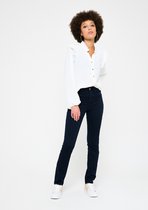 LOLALIZA Slim broek met hoge taille - Marine Blauw - Maat 44