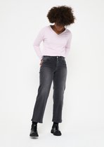 LOLALIZA Cropped jeans met wijde pijpen - Donker Grijs - Maat 38