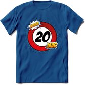 20 Jaar Hoera Verkeersbord T-Shirt | Grappig Verjaardag Cadeau | Dames - Heren | - Donker Blauw - L