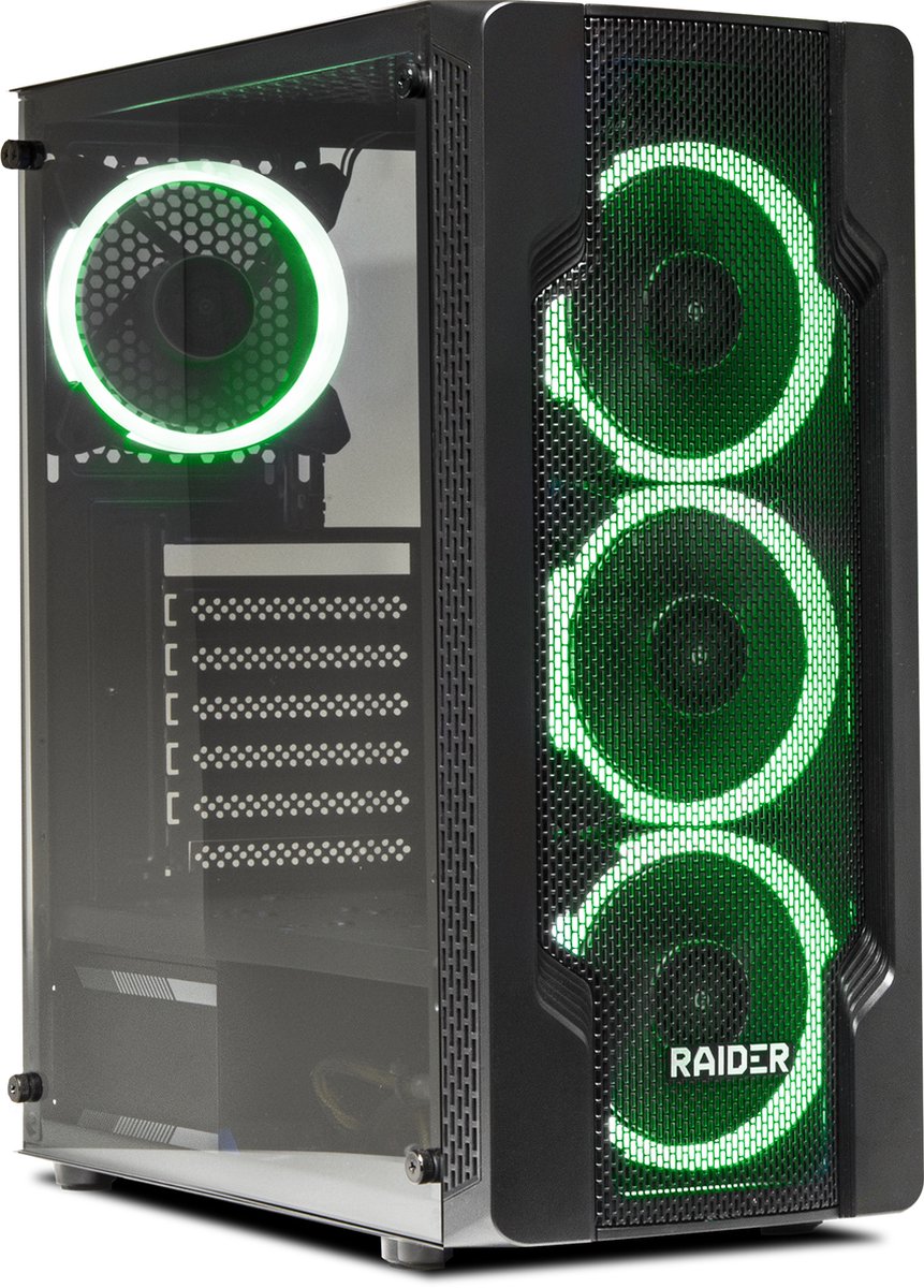 RAIDER CA1 GAMING ATX PC Case - Behuizing met Groene Led