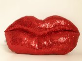 Gustiana Lip kussen - Satijn & Pailletten - Rood