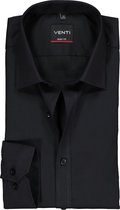 Venti - Heren Overhemd - Poplin - Strijkvrij - Slimfit - Zwart