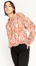 LOLALIZA Blouse met lange mouwen en bloemen - Roze - Maat 42