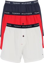 Tommy Hilfiger wijde boxershorts (3-pack) - katoenen shorts - rood - wit en blauw - Maat: S