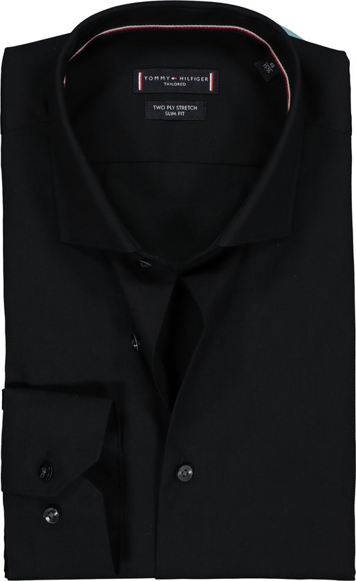 Tommy Hilfiger Core stretch Slim Fit overhemd - zwart - Strijkvriendelijk -  Boordmaat: 44 | bol.com