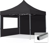 Vouwpaviljoen, vouwtent, 3 x 3 m, 2 zijdelen 32 mm, aluminium paviljoen, partytent, PES300, 100% waterdicht, zwart