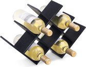 Navaris bamboe wijnrek 8 sleuven - Houten wijnstandaard voor het organiseren en bewaren van flessen - Zwart