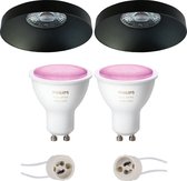 Proma Vrito Pro - Inbouw Rond - Mat Zwart - Ø82mm - Philips Hue - LED Spot Set GU10 - White and Color Ambiance - Bluetooth
