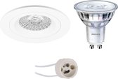 LED Spot Set - Proma Rodos Pro - GU10 Fitting - Inbouw Rond - Mat Wit - Ø93mm - Philips - SceneSwitch 827 36D - 1.5W-5W - Warm Wit 2200K-2700K - Dimbaar